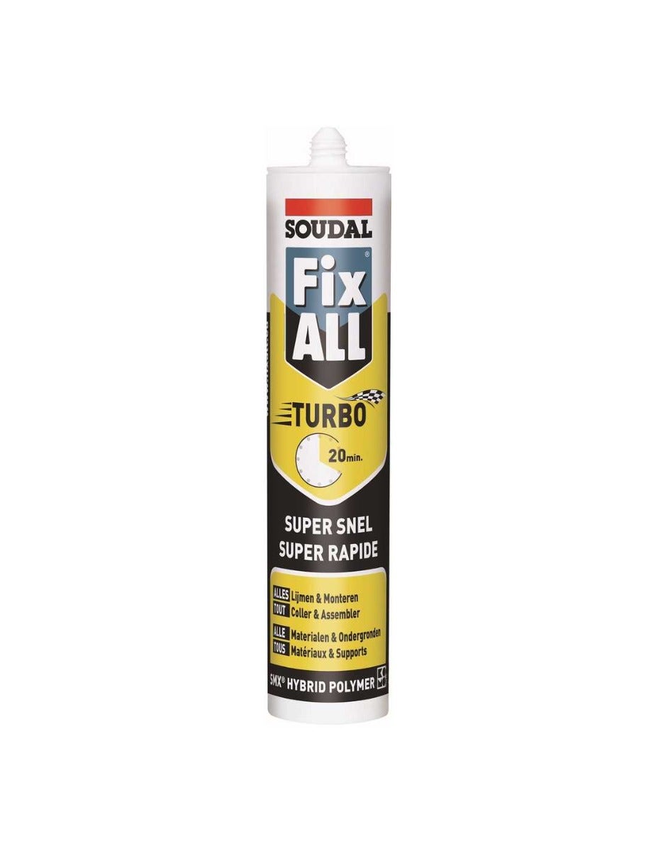 Mastic-colle Soudal Blanc 290ml - Polymère Hybride SMX, élastique, Pour Collage Et Joints, Résistant Aux UV Et Intempéries