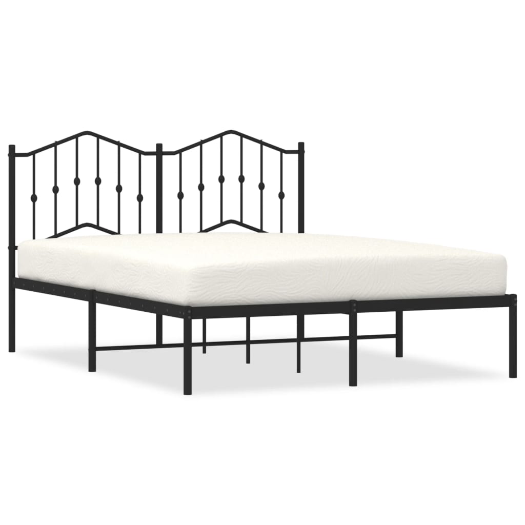 Łóżko Metalowe Czarne Rama Łóżka Ze Stelażem Do Sypialni Pokoju 140x190 cm