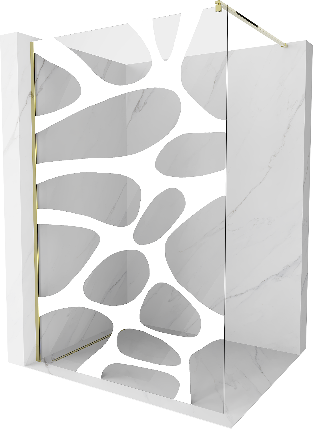 Mexen Kioto ścianka prysznicowa Walk-in 80 x 200 cm, biała fala 8 mm, złota - 800-080-101-50-97