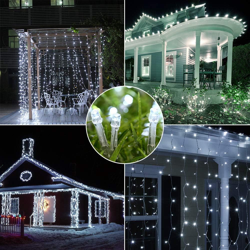 100M 800 LED Lampki Sznurkowe Karnawał Ślub Ogród Zewnętrzny Wewnętrzny Oświetlenie, Girlanda LED Drzewo Lampki, Biały Zimny
