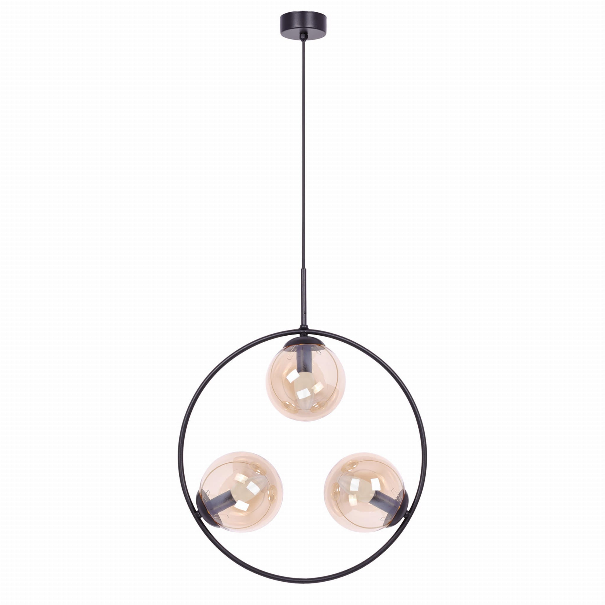 Lampa wisząca Venta czarno-bursztynowy 3xE14x40W nowoczesna wym: 100 x 50 x 14 cm szkło Kaja