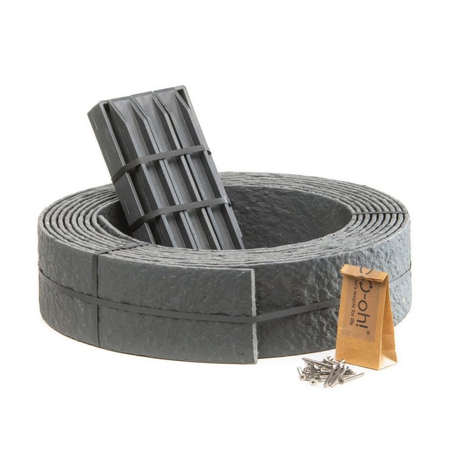 Pack Ecolat bordure de jardin rouleau 12 m + 10 ECOPIC - Gris