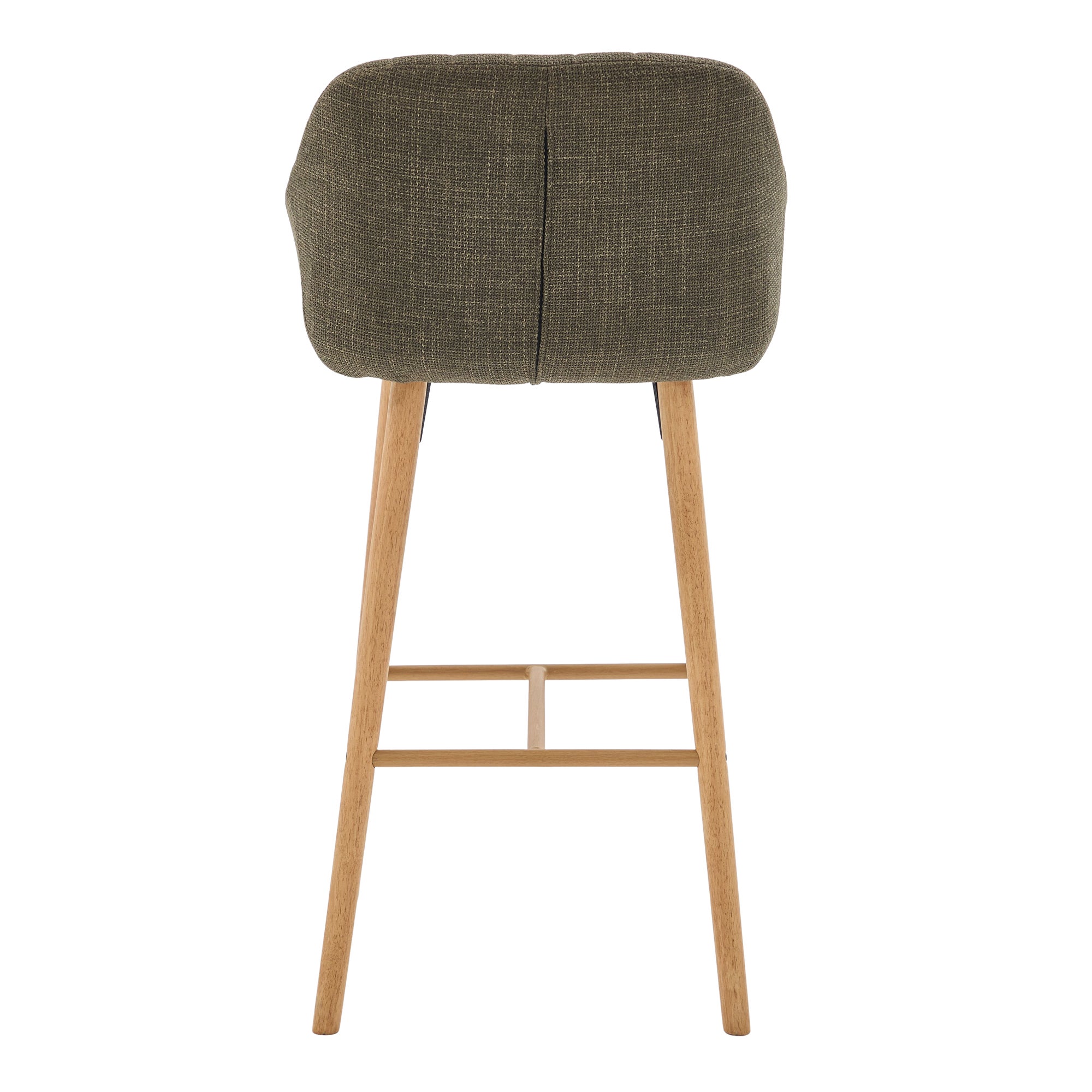 Lote de 2 taburetes de bar modernos con respaldo, reposabrazos, asiento de lino y pies de madera, verde - 6