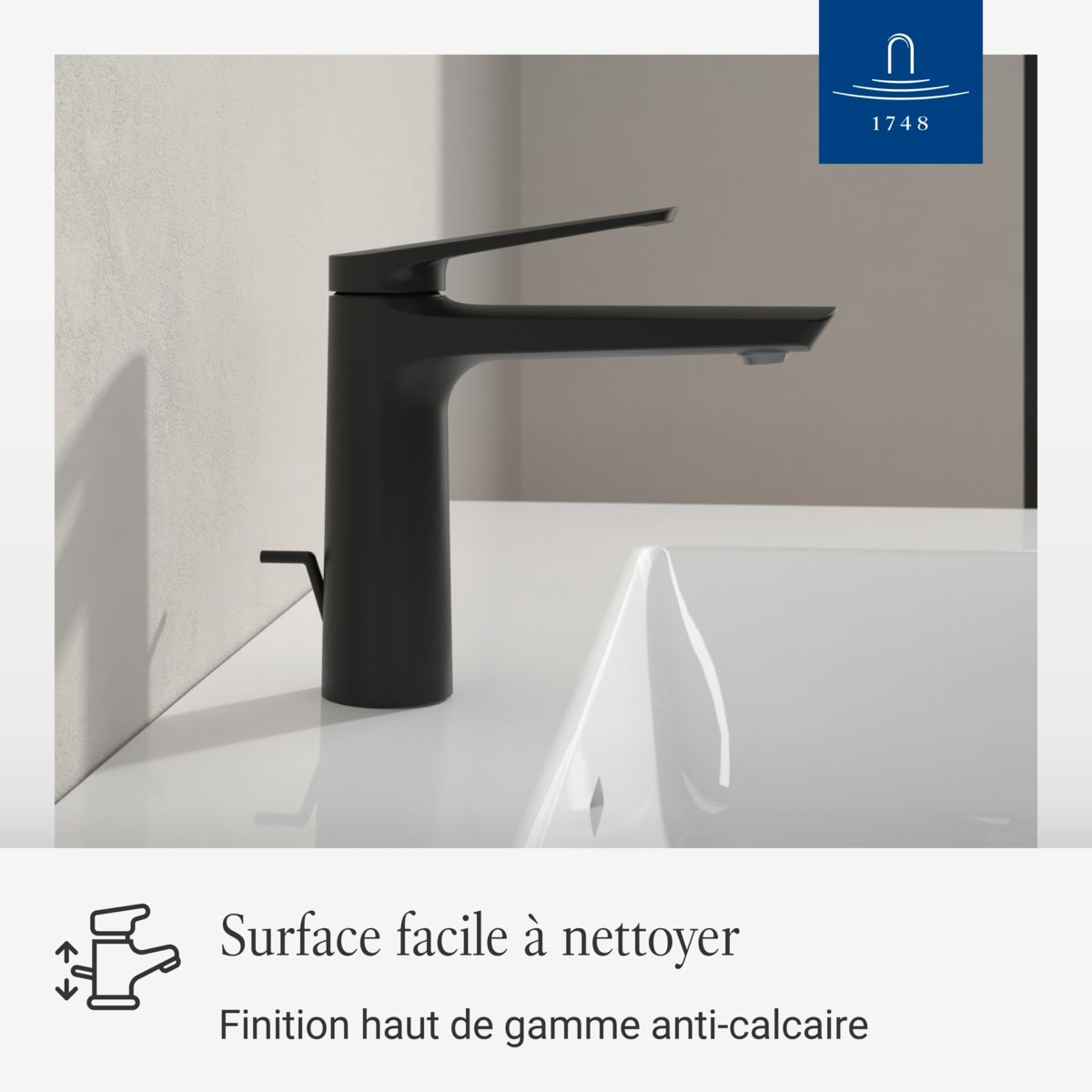 Villeroy & Boch - Robinetterie Lavabo Oasis - Matt Black. Monocommande. Bec 114 mm. Économie dEau. Cartouche Céramique - 5
