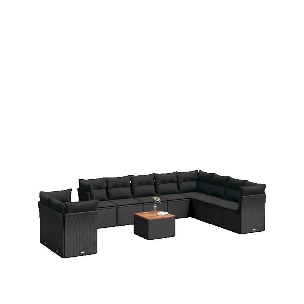 Zestaw ogrodowy vidaXL 11 szt. czarny rattan modułowy z przechowywaniem