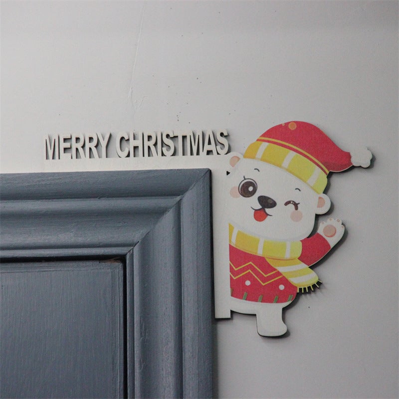 Panneau mural en bois rustique à suspendre avec 3 aimants Père Noël en bois de dessin animé pour fenêtre, porche, cheminée, escaliers, ferme