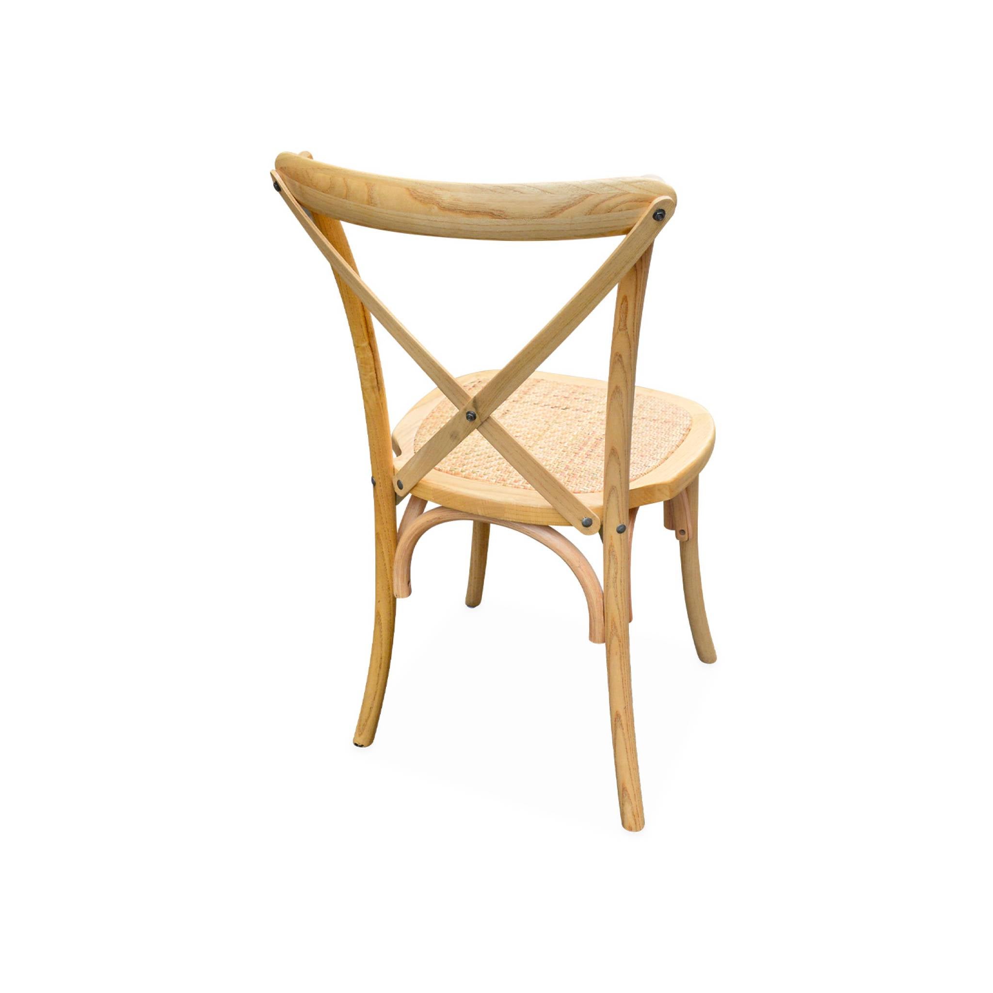 Lot de 4 chaises de bistrot en bois de cédrèle naturel. vintage. assise en rotin. empilables BELLEVILLE - 3