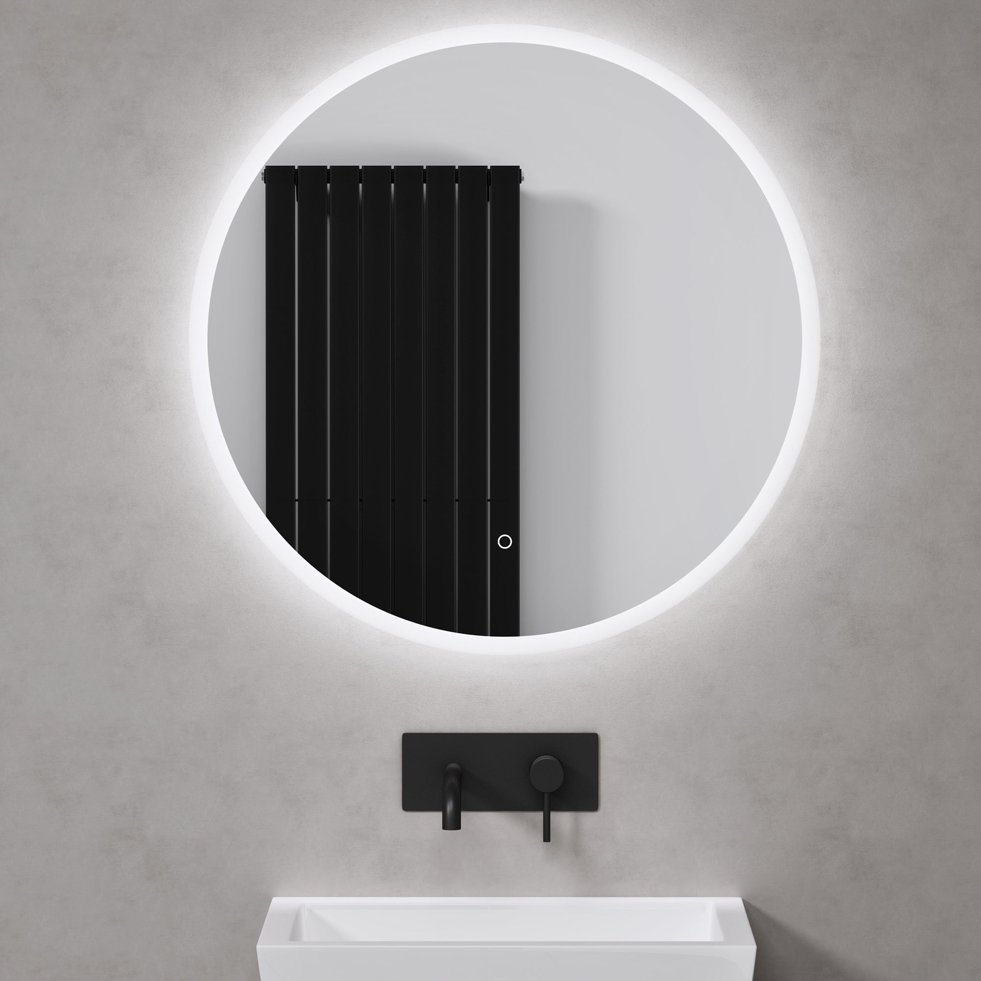 Miroir De Salle De Bain Semi-circulaire Avec éclairage LED 3 Couleurs à