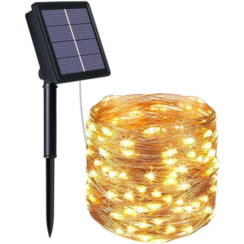 Șnur luminos solar, 1 set 200 LED-uri luminoase solare impermeabile cu 8 funcții, 22 m set