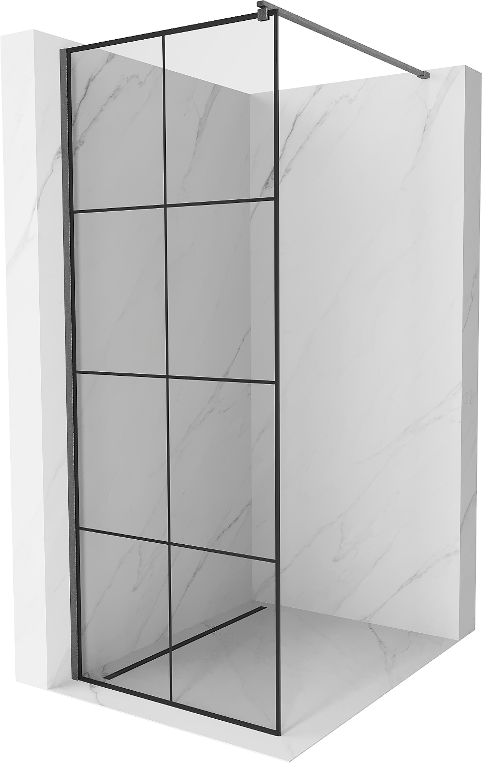 Mexen Kioto ścianka prysznicowa Walk-in 70 x 200 cm, czarna kratka 8 mm, gun gray szczotkowany - 800-070-101-66-77