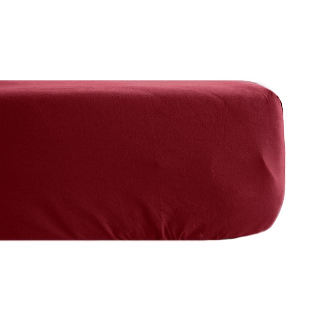 Drap housse uni 140x190 cm percale MANOIR rouge Carmin bonnet 35
