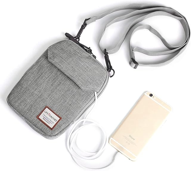 Petit sac bandoulière pour homme, mini sac à bandoulière, peut contenir un téléphone portable et un passeport, gris. - 2