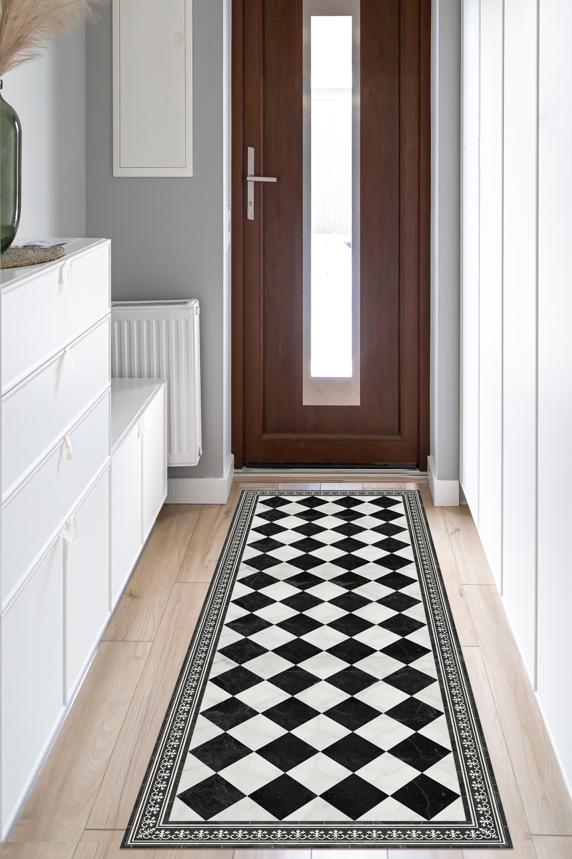 Alfombra de vinilo Damero Gloria 80x300 cm -PVC antideslizante, vinilica para cocina o salón, estilo hidraúlico - 6