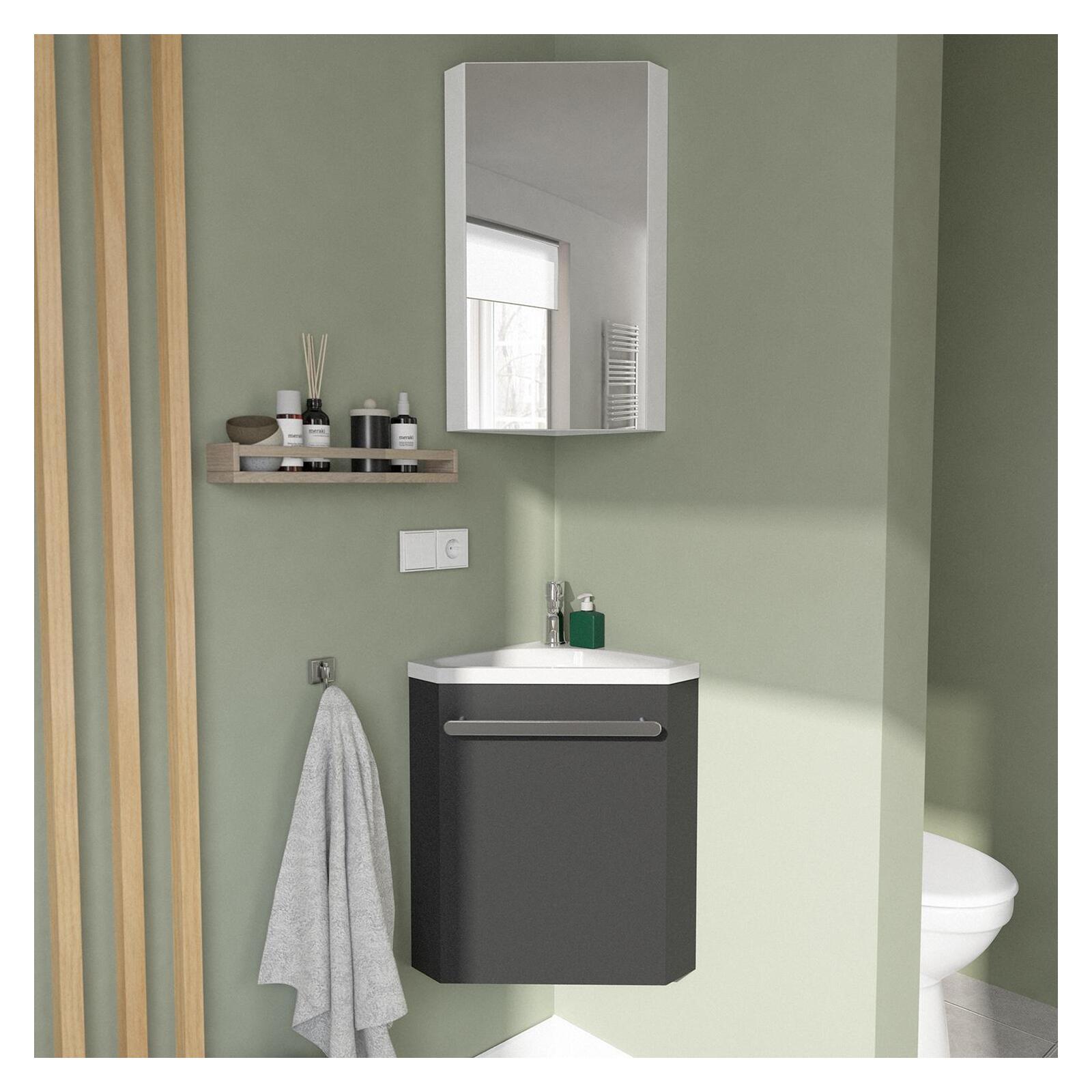 Mobile Angolare Mobile Lavabo Bagno Mobile Bagno Con Lavabo E Specchio,Vari Stili Disponibili, Con Rubinetto Nero, Adatti Per Bagni, Toilette, Camere Degli Ospiti, Piccoli Appartamenti ( Color : SET1