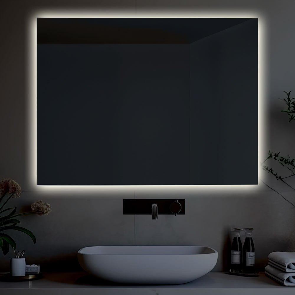 Specchio Da Parete Specchio Retroilluminato LED 100x70 Installazione Reversibile E Angoli Specchio Bagno 70x90 Cm - 3