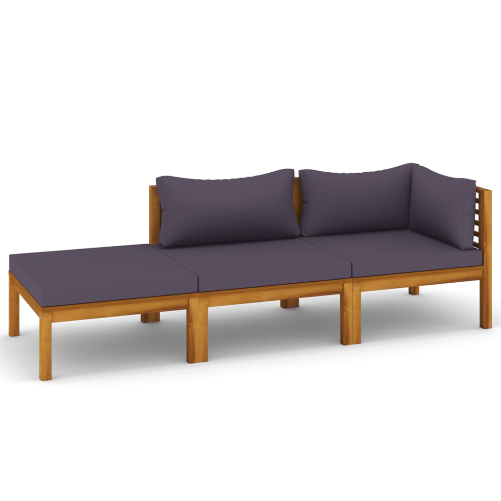 Maison Exclusive - Salon de jardin 3 pcs avec coussin Bois d'acacia solide - 2