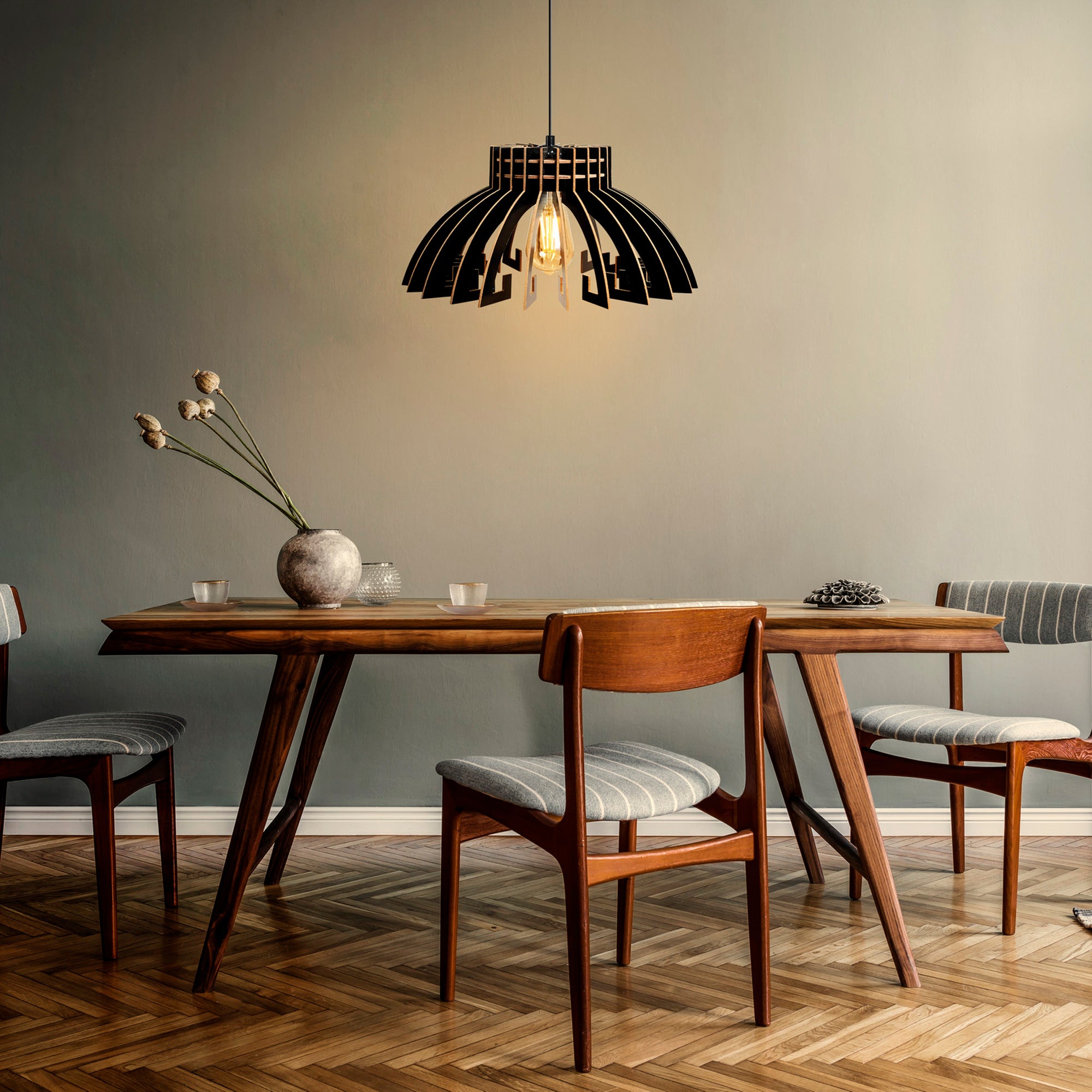 Plafoniera da 55 cm. Colore nero Tipo E27 Max 45-60W - 4