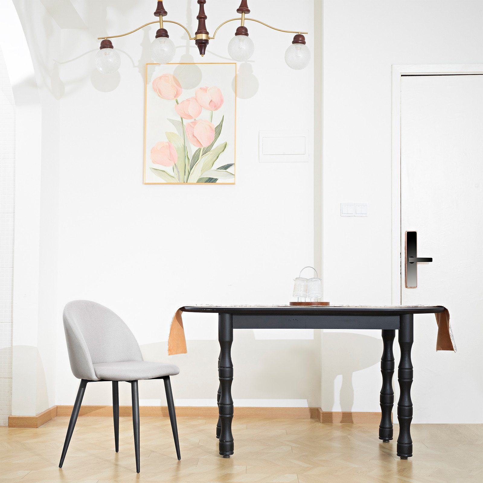 Set di 4 Sedie da Sala da Pranzo Ergonomiche in Lino, Comode, con Struttura Metallica Resistente - 2