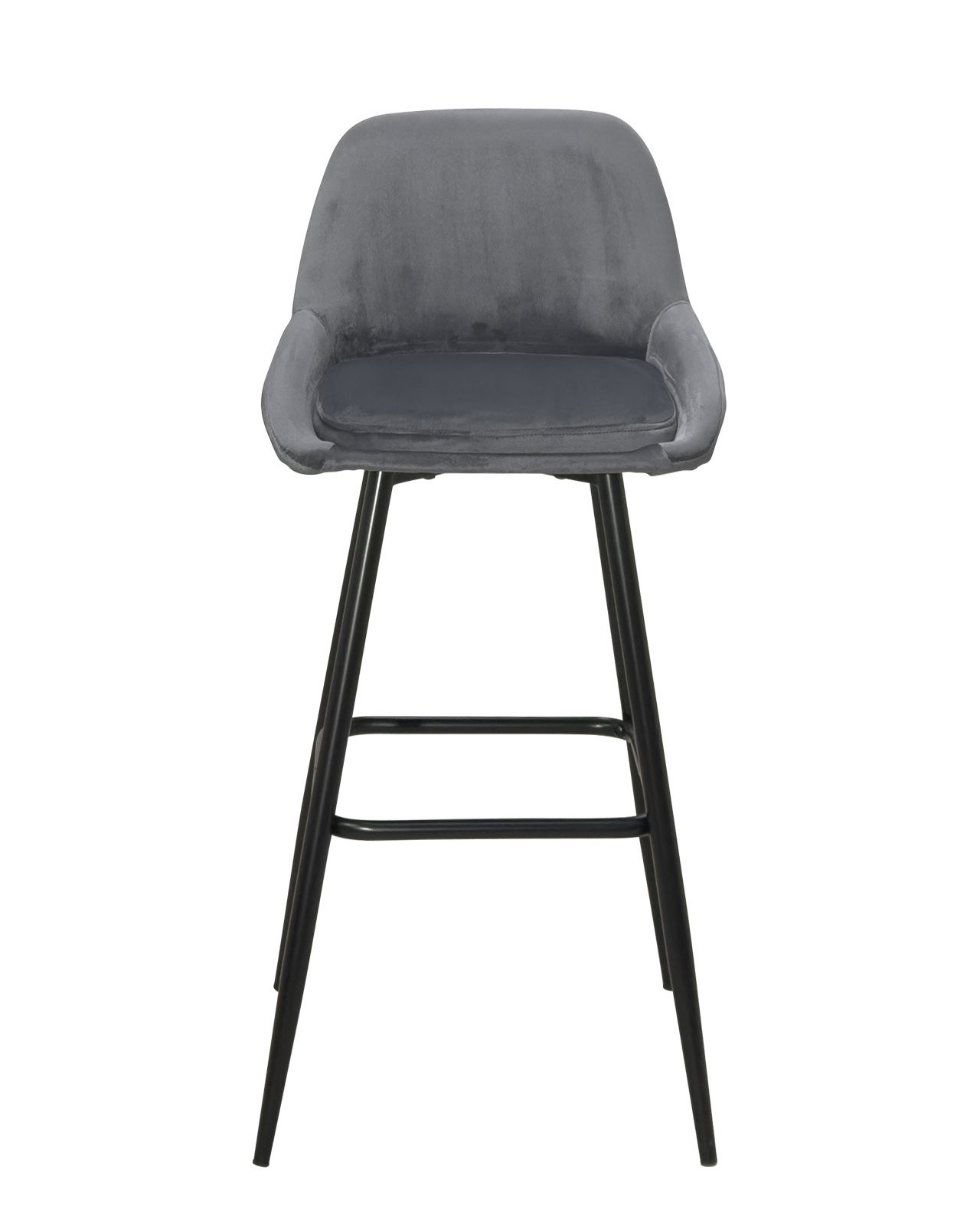 Lot de 2 Chaises Hautes 68 cm en Velours, Pieds Métal Noir MIRA Gris - 5