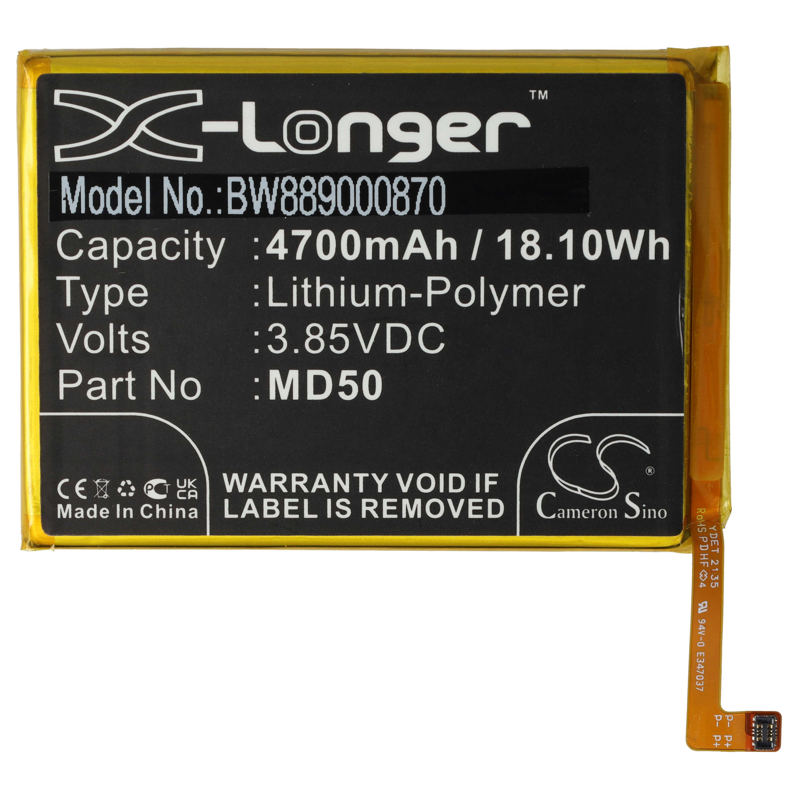 vhbw batteria compatibile con Motorola GP328D, DP4600, DP4601, DP4800, DP4801 radio (2600mAh, 7,4V, Li-Ion) + clip
