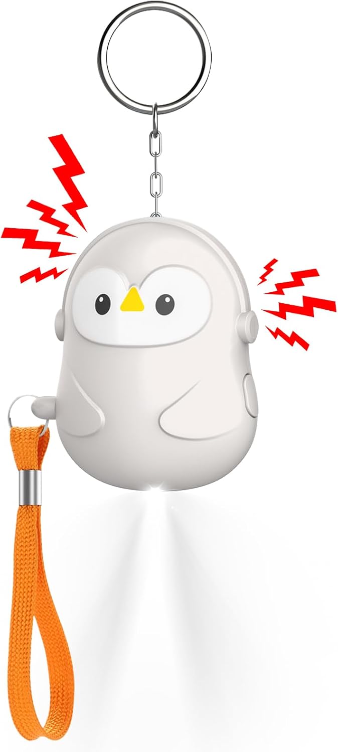 Alarm osobisty, osobisty alarm antynapadowy 130dB ze światłem LED, brelok bezpieczeństwa dla dzieci i osób starszych, beżowy