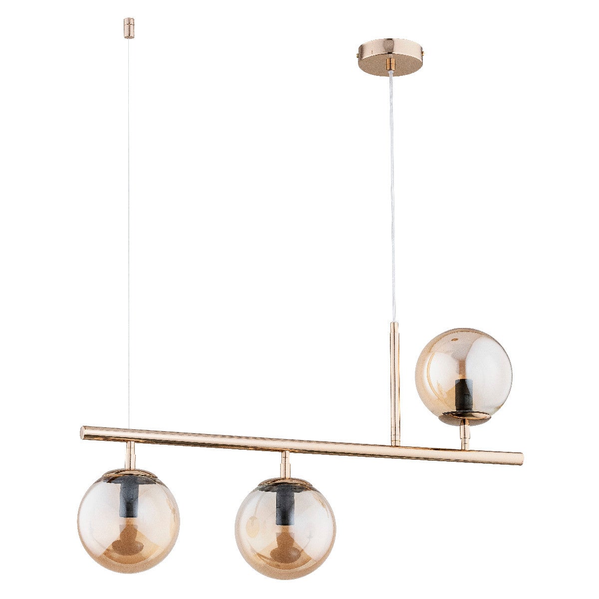 Lampa wisząca Abakus złoto-bursztynowy 3xE14x10W nowoczesna wym: 88 x 70,5 x 15 cm szkło Alfa