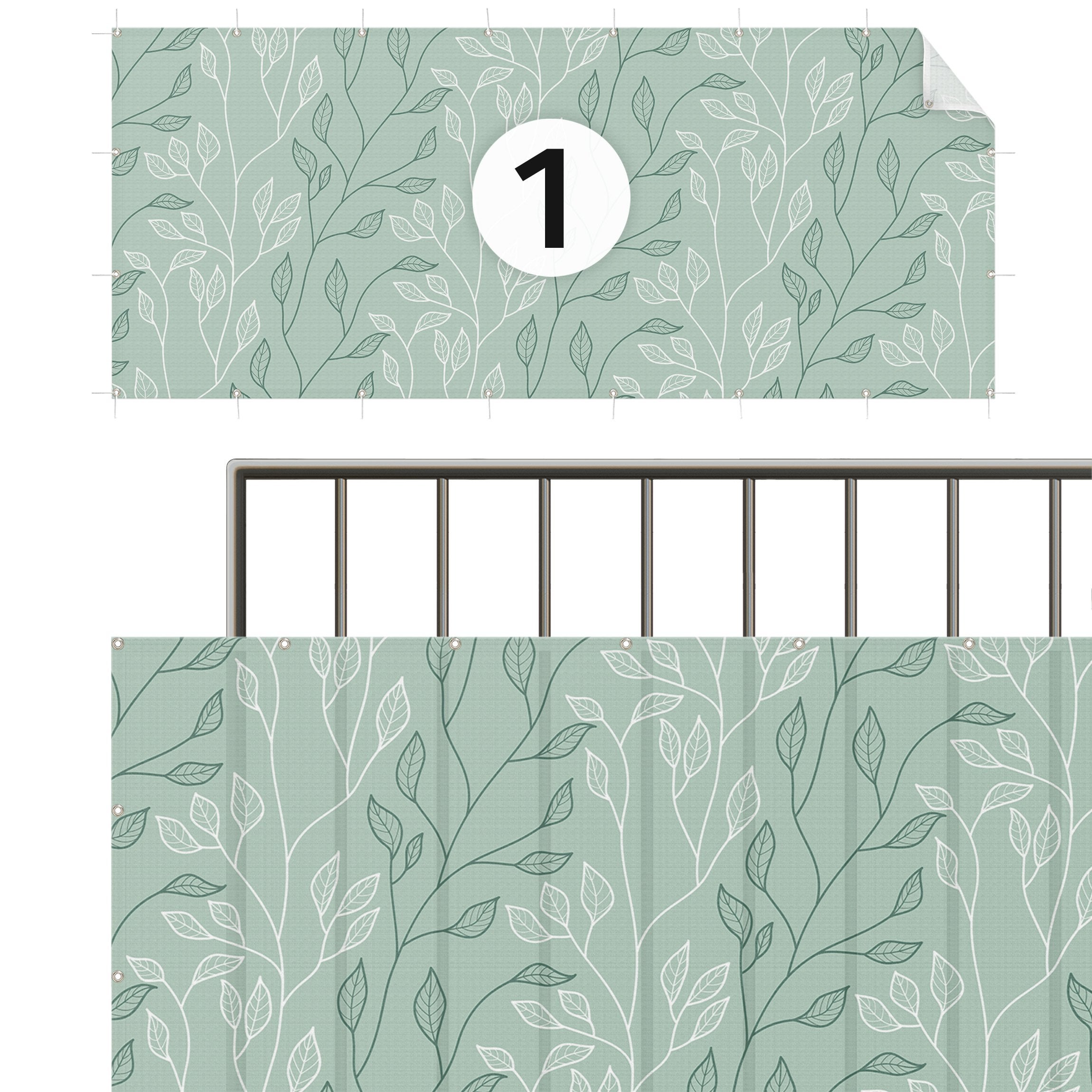 Brise vue brise vent balcon appartement jardin vert H.1 x L.6 M avec attaches résistant aux intempéries 270 g/m² mesh 1127 - 5