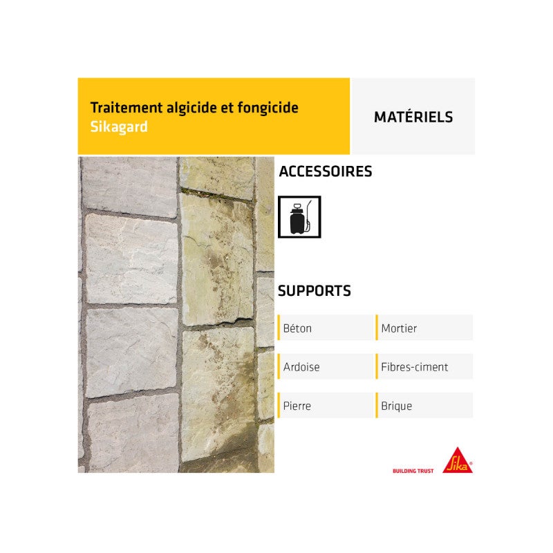 SIKA Stop Algues PRO Sikagard-130 - Algicide Bidon 20L - Anti mousse : toiture, terrasse, extérieur - 5