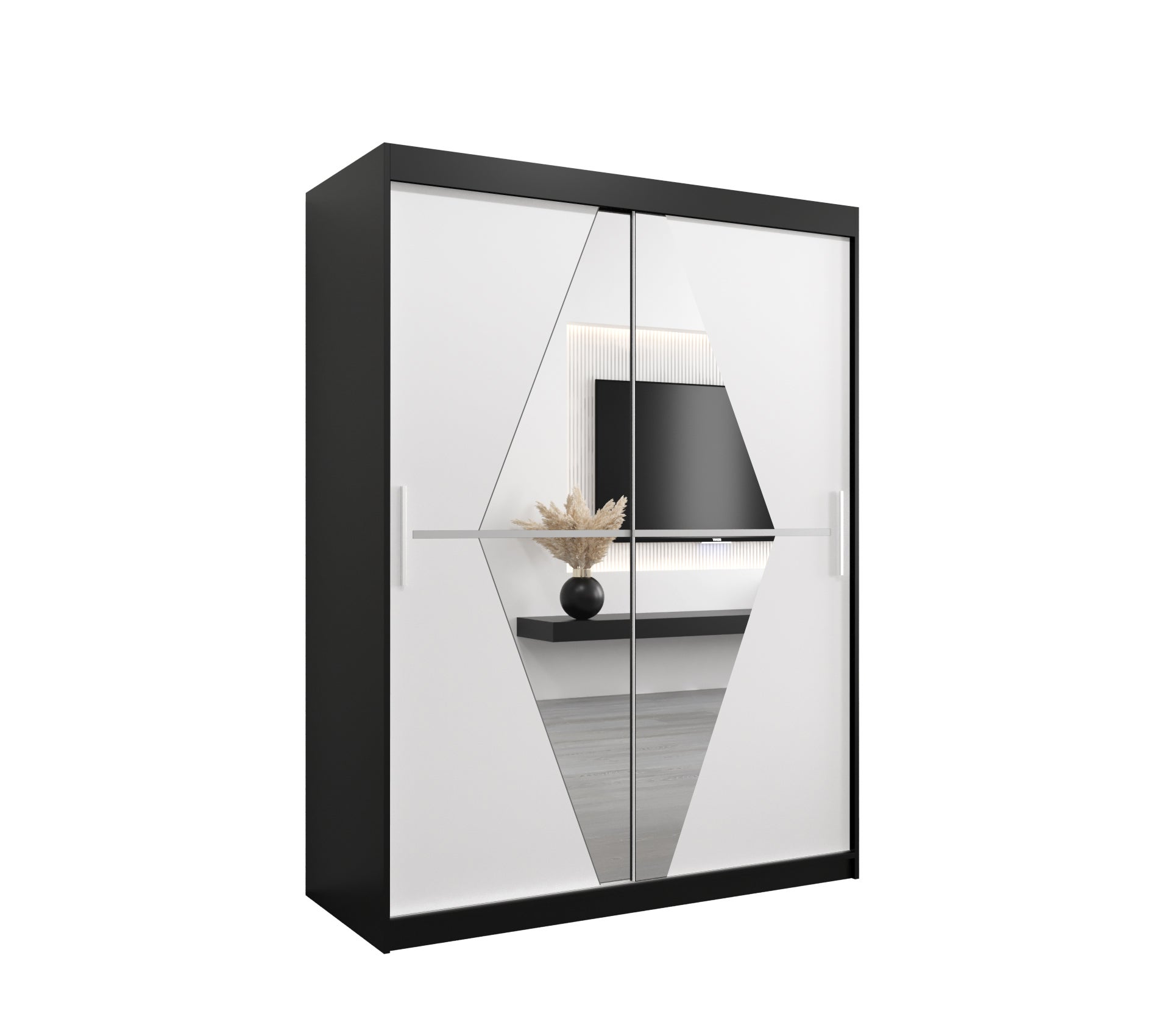 Szafa przesuwna garderoba BOLIWIA 150 x 62 x 200 cm Czarny + Biały - Abiks Meble