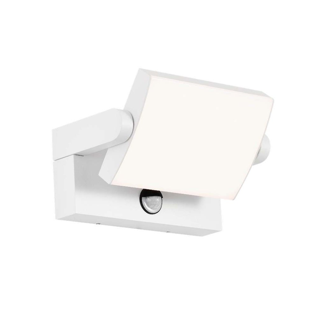 Prostokątna lampa ścienna LED 17 W 120 LM/W z czujnikiem PIR, kolor biały, obrotowa 3000 K, IP65
