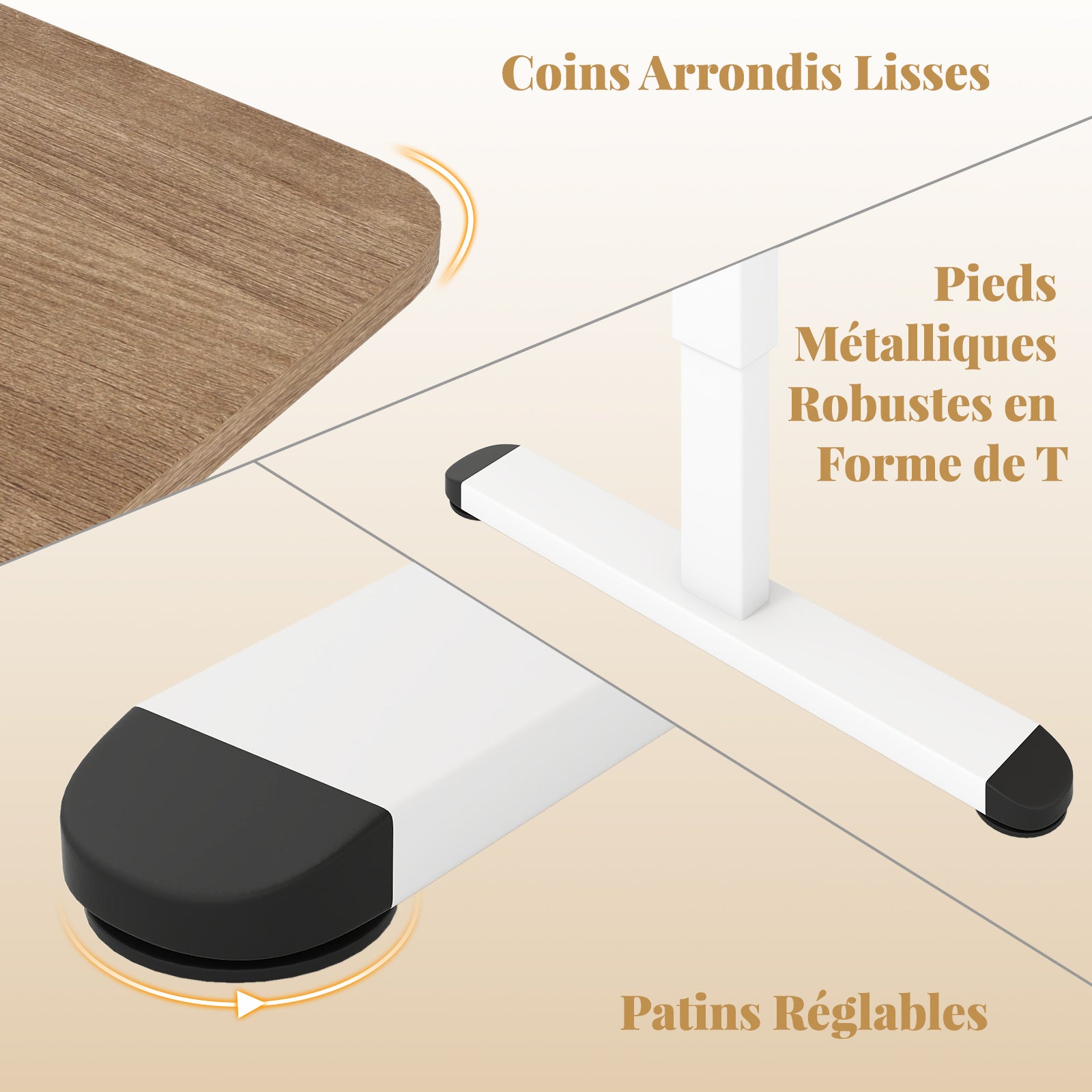 Bureau Électrique Réglable en Hauteur, 140 x 70 cm, Table Assis Debout avec Moteur Puissant et Fonction Mémoire 3 Hauteurs, Naturel Foncé - 7