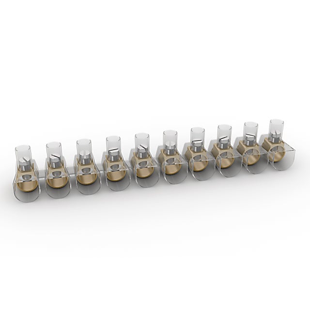 Confezione Lotto 100 Pezzi Morsetti Stecche Morsetto Trasparente Isolante Serraggio Vite Per Cavi Elettrici fino a 10 mm (10 PEZZI) - ETELEC 10PZ-TBOX