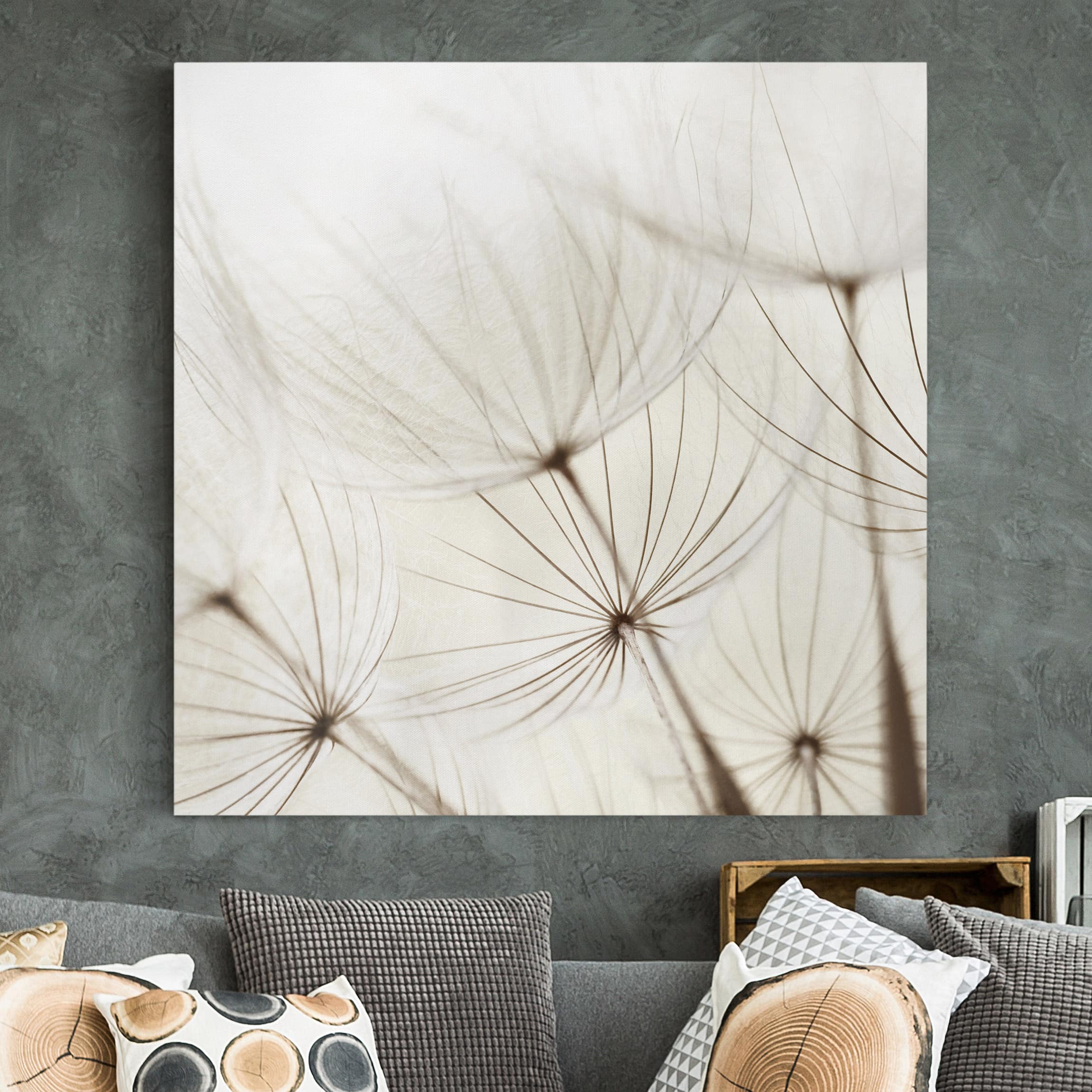 Lienzo cuadro en lienzo bastidor impresion en lienzo blanco botánica gramíneas fotografía 122 cocina dormitorio salón pasillo 60 x 60 cm
