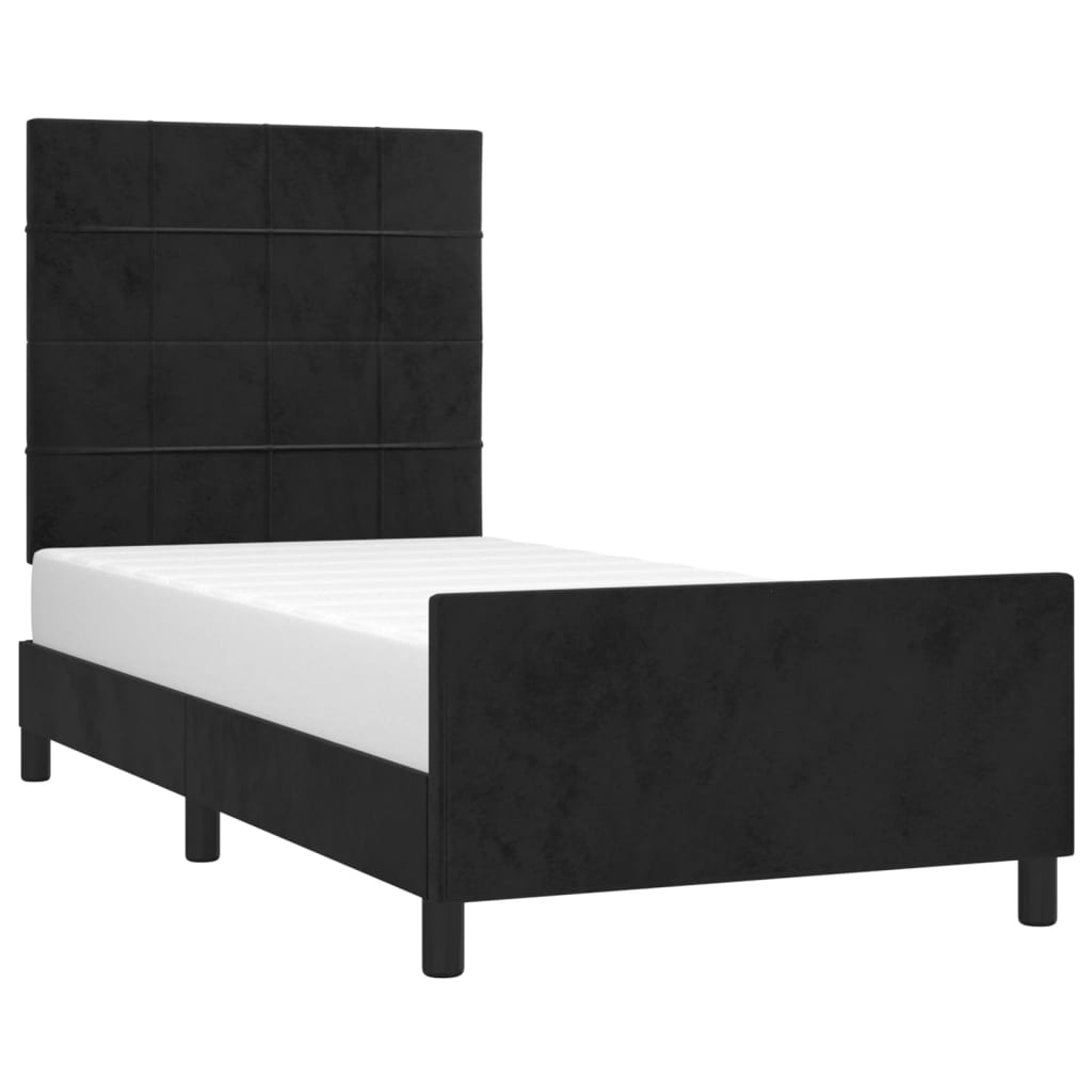 Cadre de lit sans matelas noir 100 x 200 cm en velours - 3