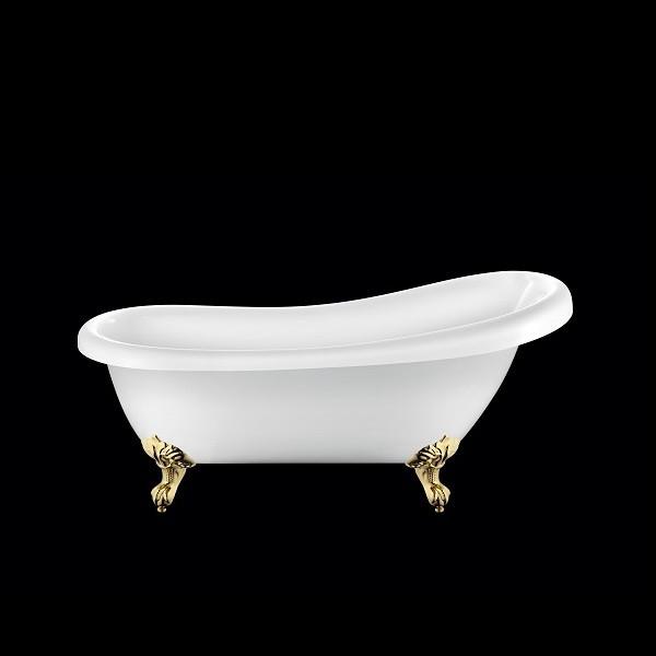 Baignoire sur pieds rétro RICHMOND Blanche 155 cm Pieds d'Aigle Dorés