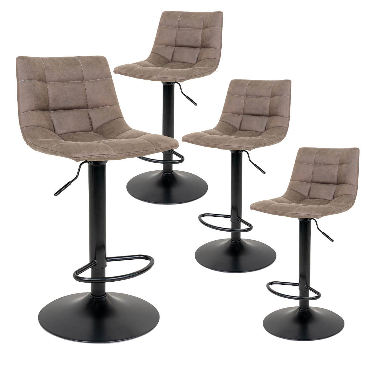 MAGNUS - Lot de 4 Tabourets Acier et Tissu Marron Clair | Leroy Merlin