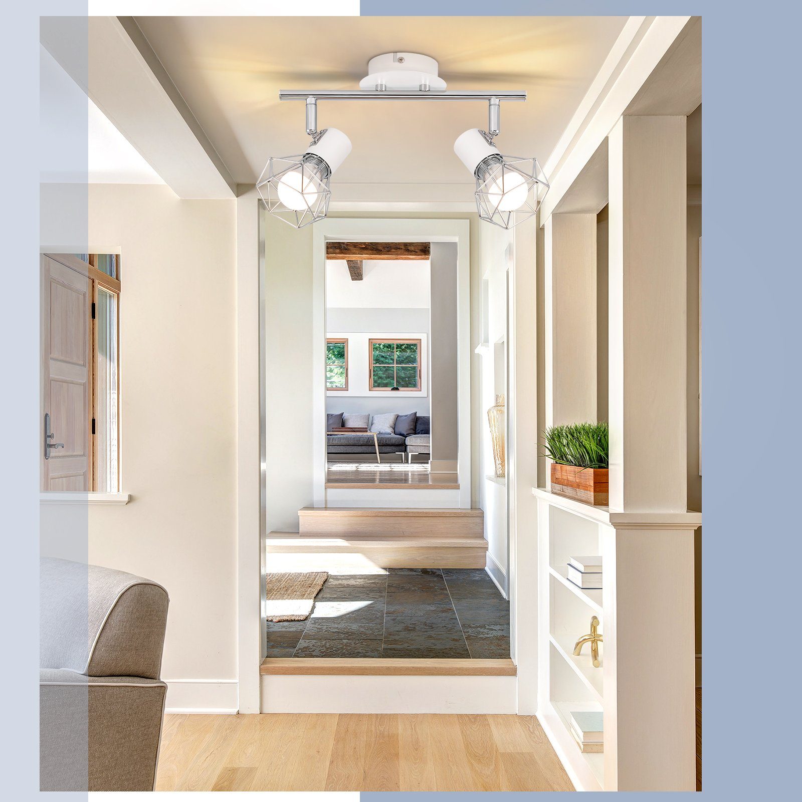 NETTLIFE 2 Focos de Techo Giratorios Interior Blanco Industrial Metal E14 Regulable 350° para Oficina Guardarropa Pasillo Baño - 8