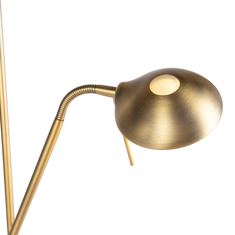 Qazqa moderne lampadaire uplighter avec bras de lecture - Diva - bronze, rond, led intégrée 18w incluse, Integrated led, - 5
