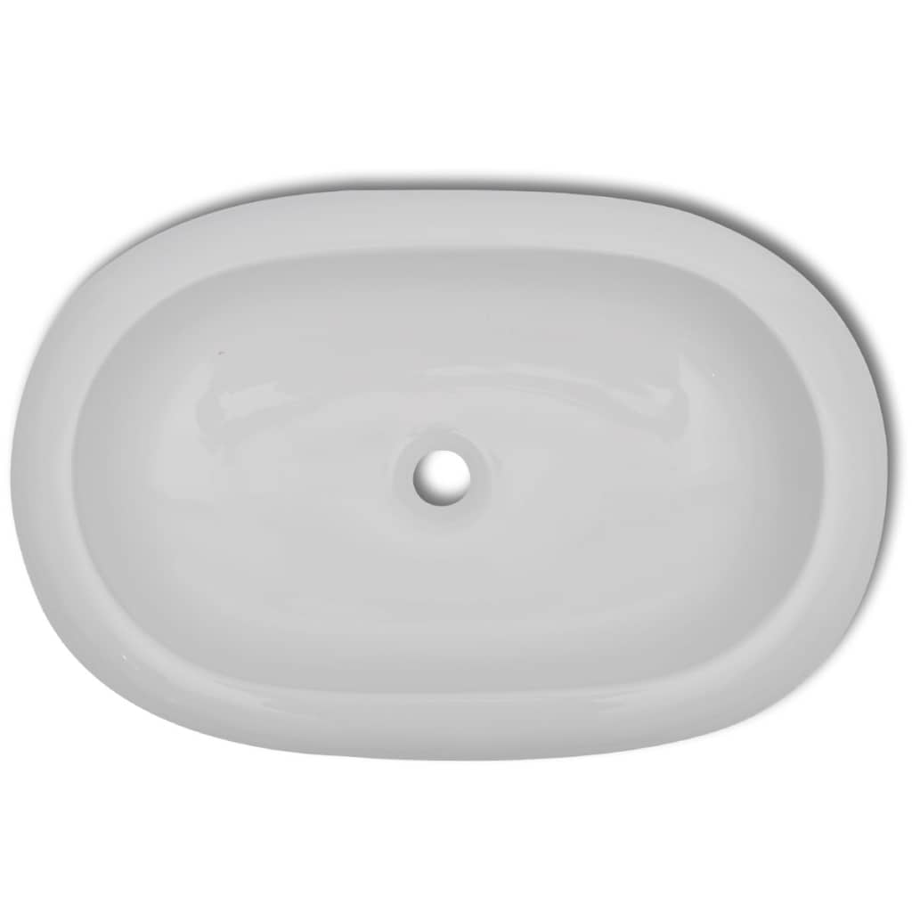 Lavandino da bagno 63 x 42 cm con miscelatore ovale in ceramica bianco 02_0002842 - 5