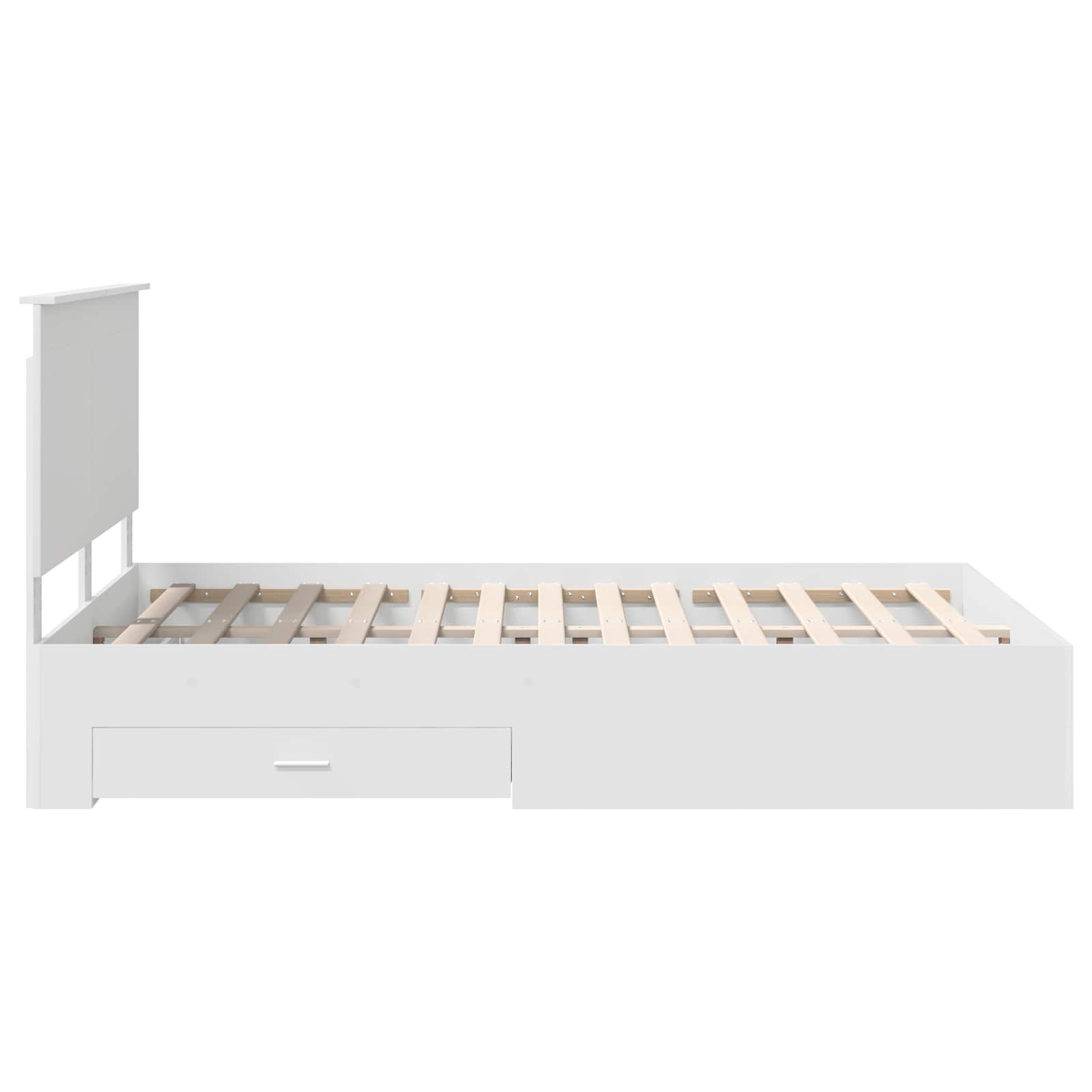 Cadre de lit avec tiroir blanc 140 x 190 cm panneau de bois - 9