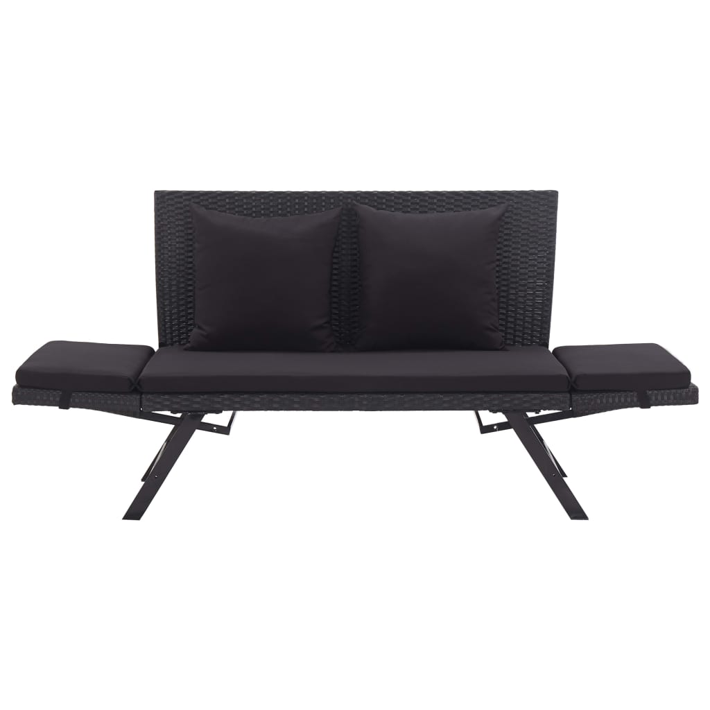 Banc de jardin | Banquette de jardin | Chaise de jardin avec coussins 176 cm Noir Résine tressée CFW31907 - 6