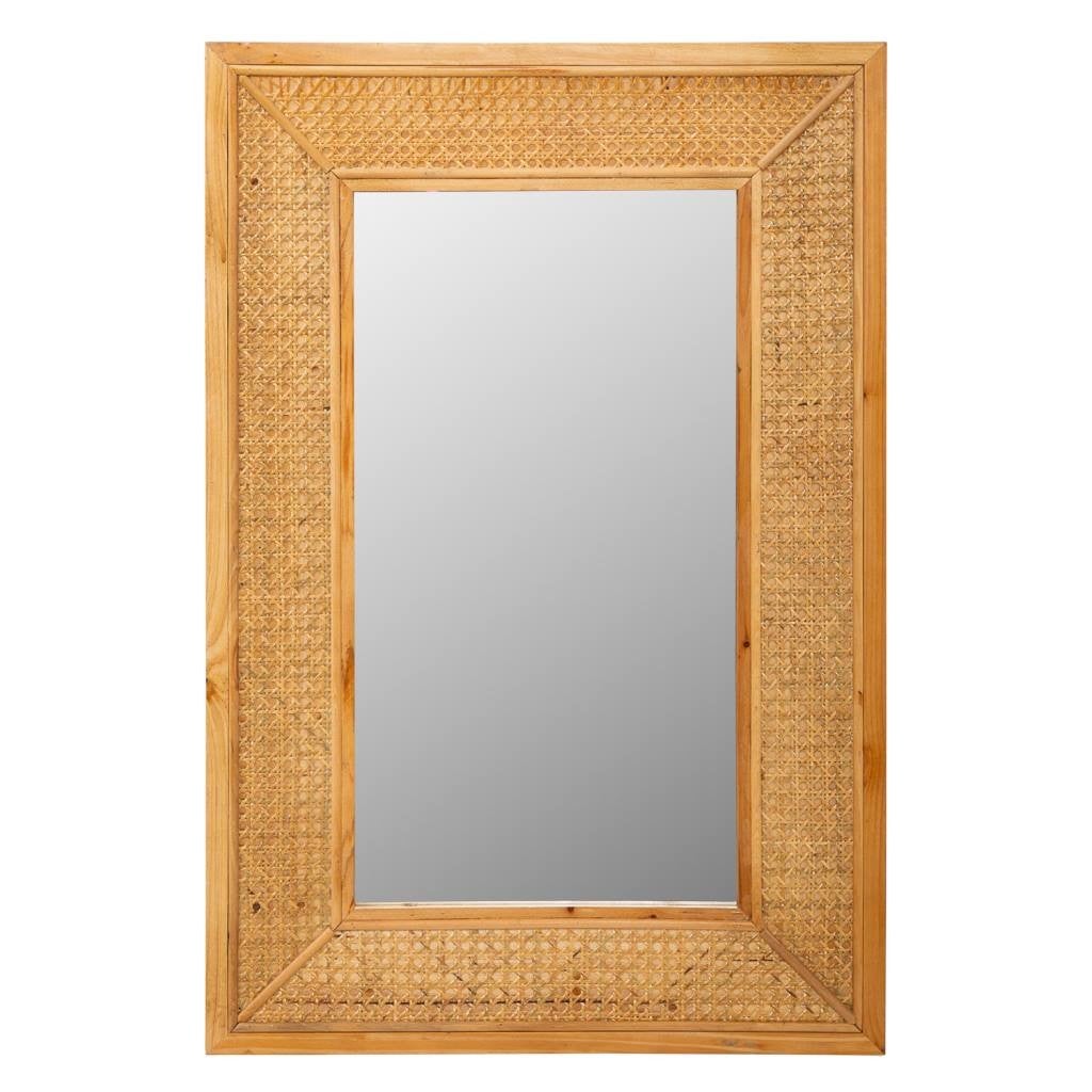 Miroir mural en bois et grille marron 60x04x90h - 3