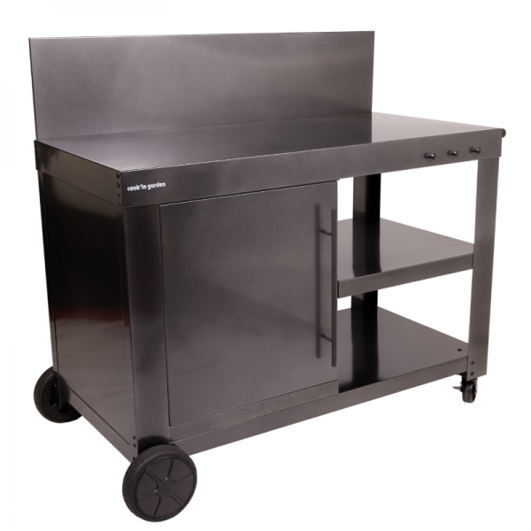 Desserte de jardin NOVA 110 Premium en acier anthracite avec plan de travail, rangements et roues – Cook’in Garden