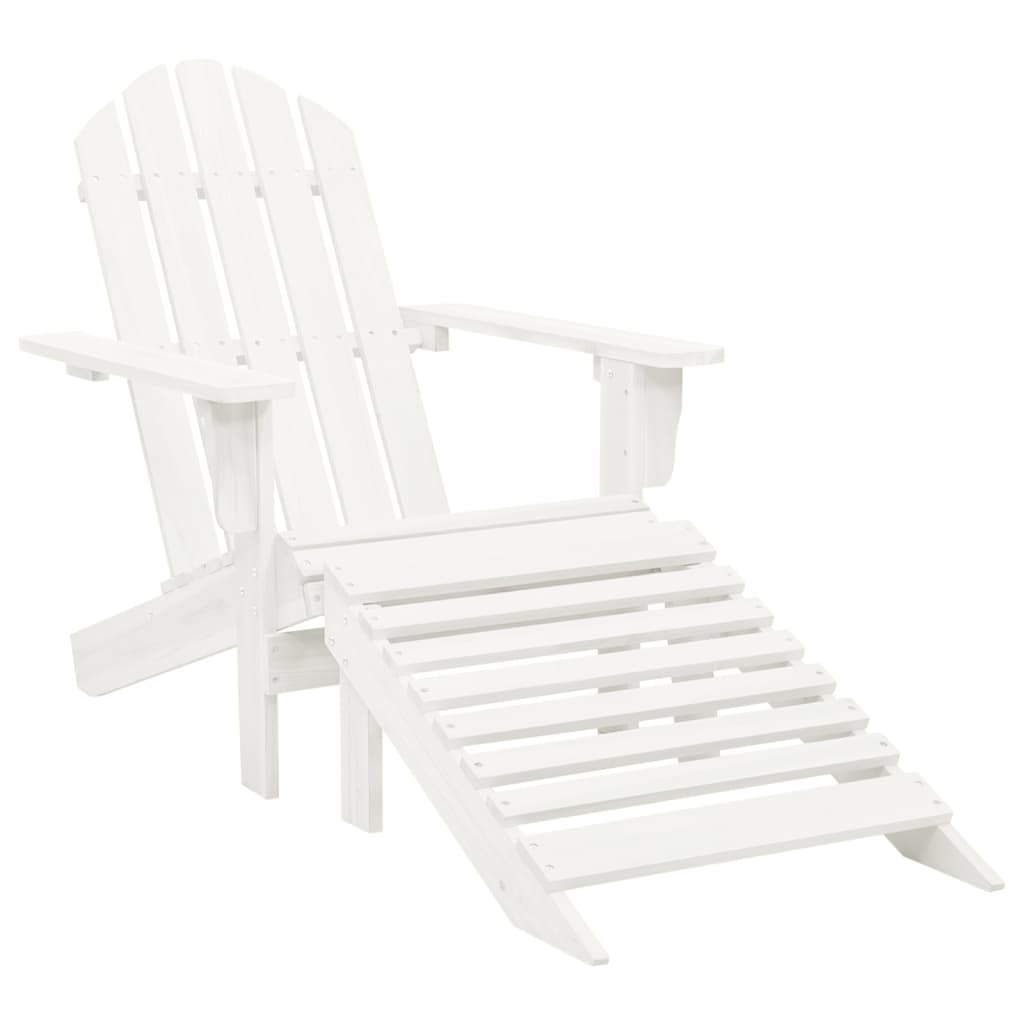 Chaise de jardin | Siège de Terrasse | Chaise d'extérieur Adirondack avec pouf et table Sapin Blanc CFW598799 - 5