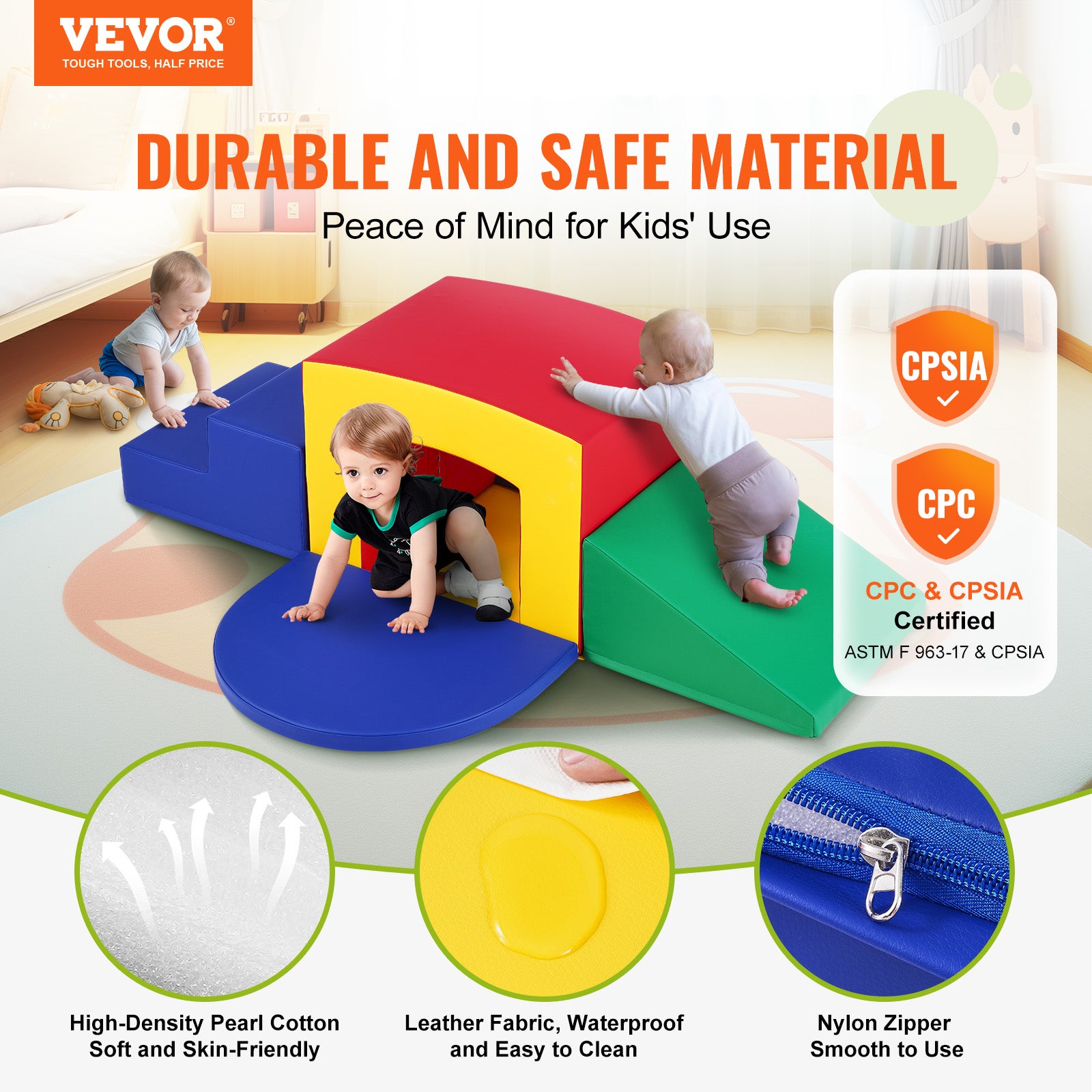 Blocchi Da Arrampicata Morbidi Per Bambini - Set 6 Pezzi In Schiuma, Sicuri E Lavabili - Gioco Montessori