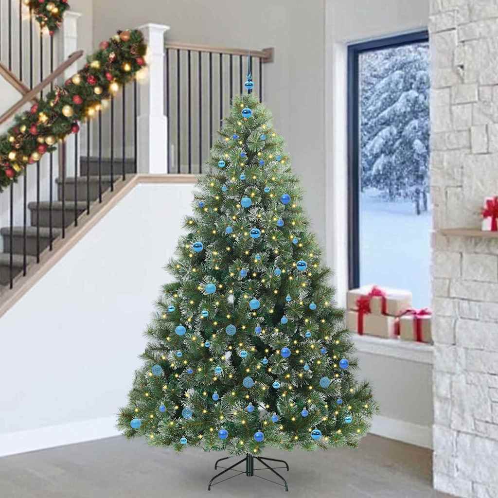 Sztuczna choinka z 300 diodami LED Zielony 240 cm PE i PVC