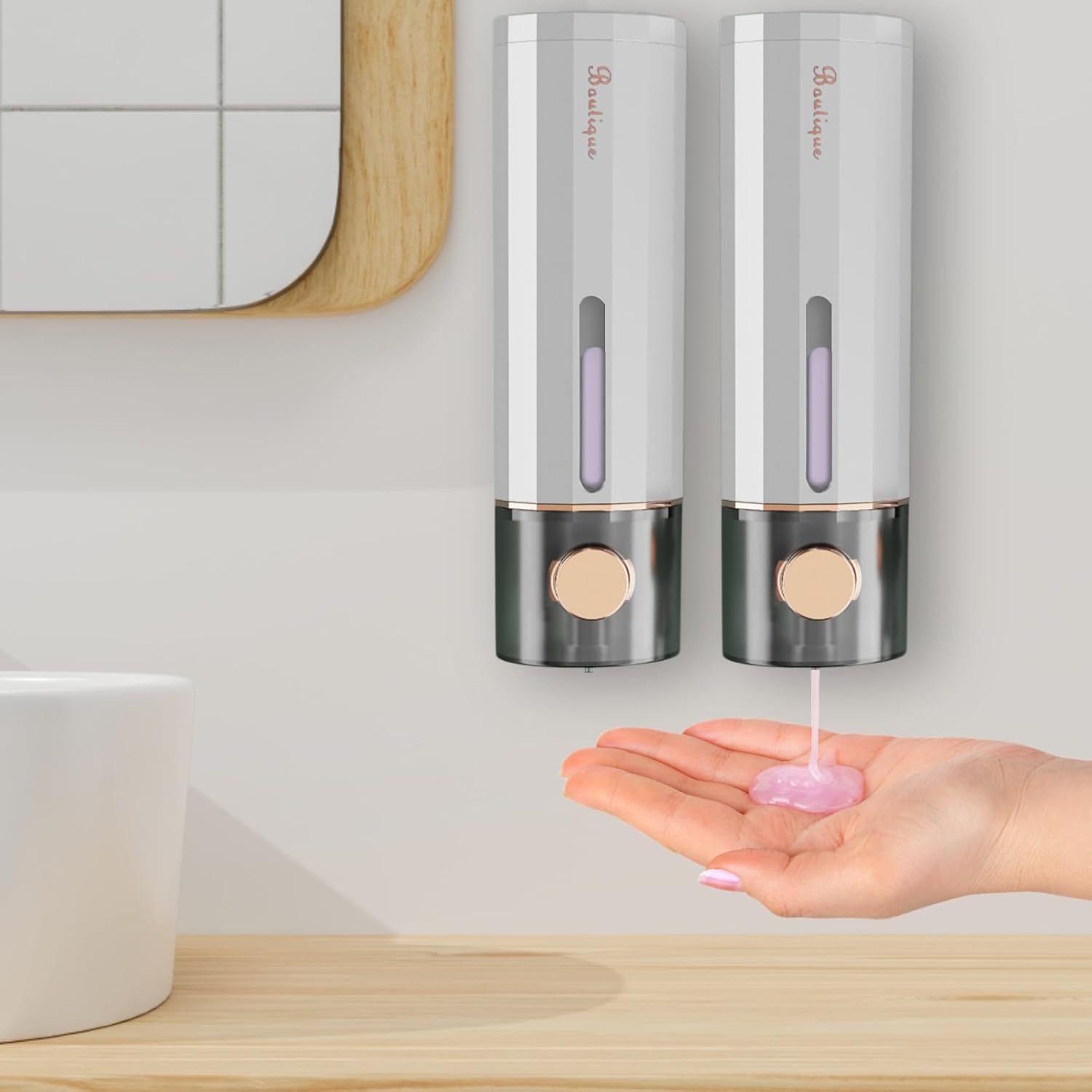 GOYISEE Dispenser Di Shampoo E Balsamo Per Doccia, Dispenser Di Sapone Da Parete Per Doccia A 3 Scomparti Senza Trapano Ricaricabile Per Shampo~p121960136