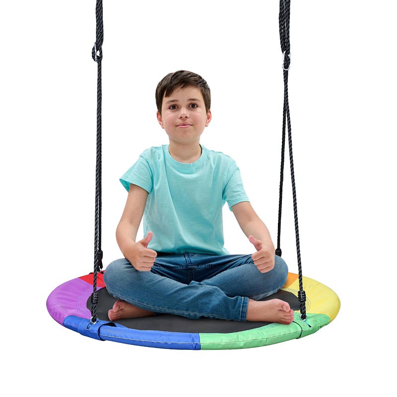 Balançoire Nid D'oiseau Ronde 100 Cm – 200 Kg – Réglable De 100 à 180 Cm – Extérieur Intérieur – Noir – Pour Enfant Et Adulte