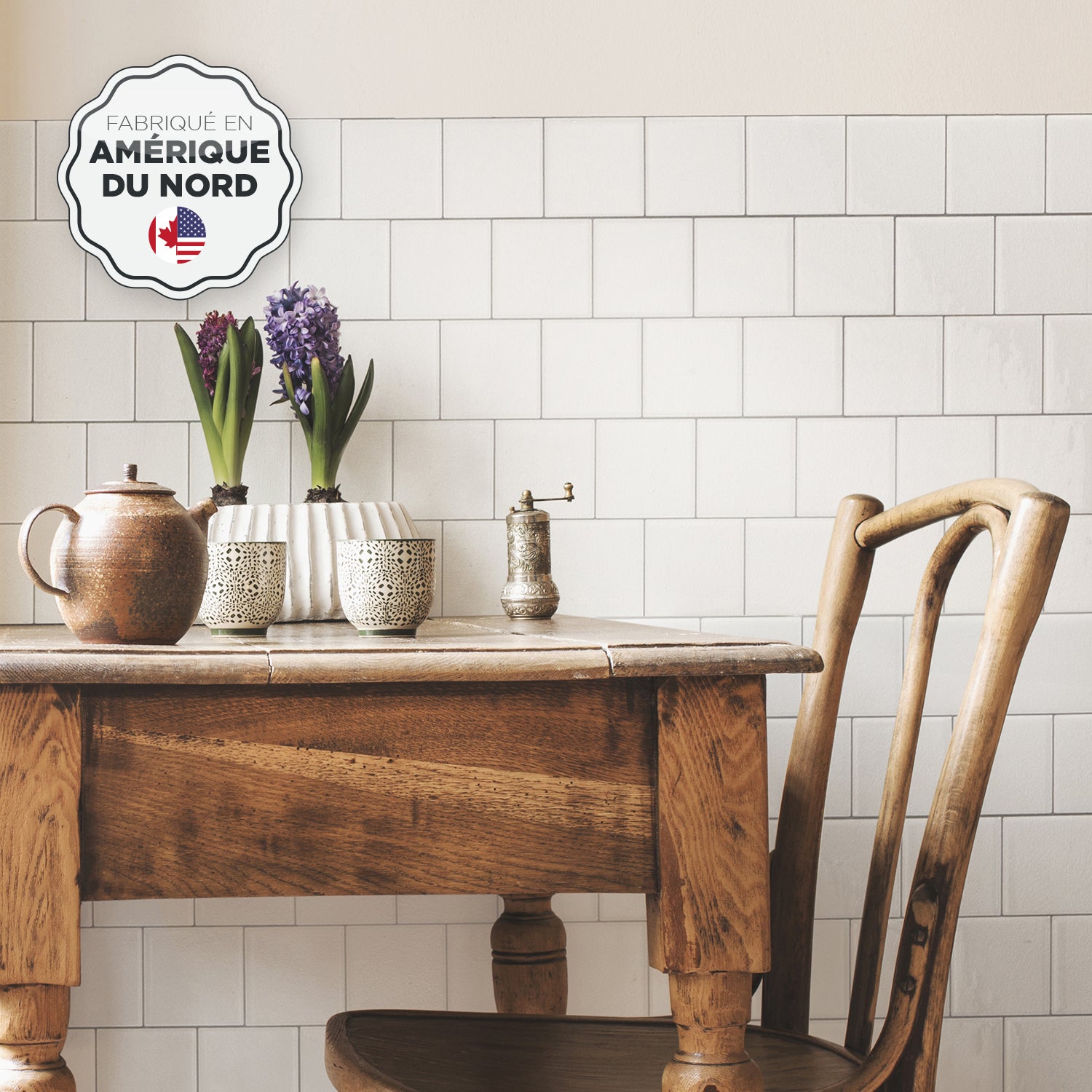 Smart Tiles 2 credenze adesive XL - Quadrato Velden White - Effetto ceramica - 56,62 cm x 20,9 cm - 2