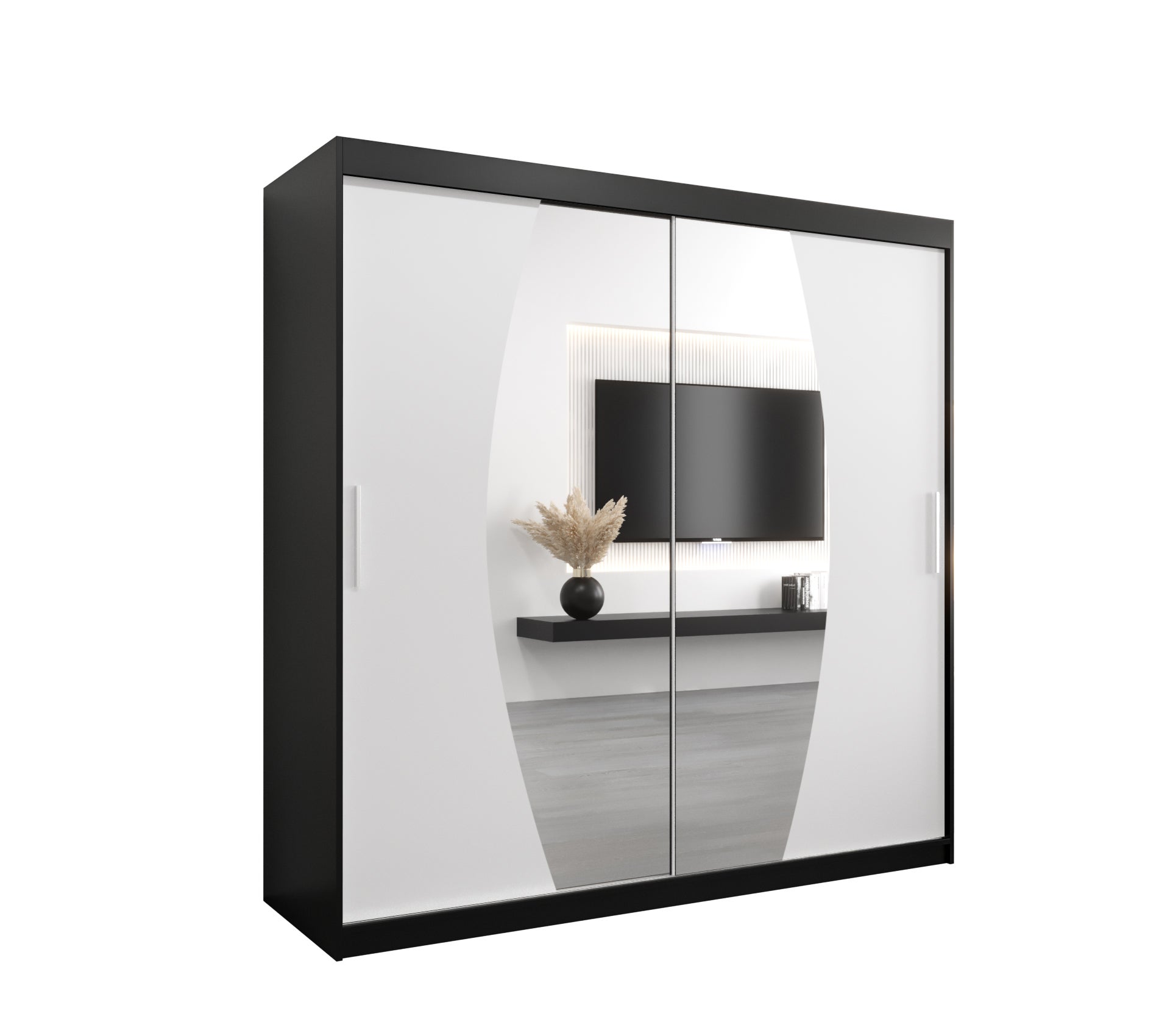 Szafa przesuwna garderoba ELYPSE 200 x 62 x 200 cm Czarny + Biały - Abiks Meble